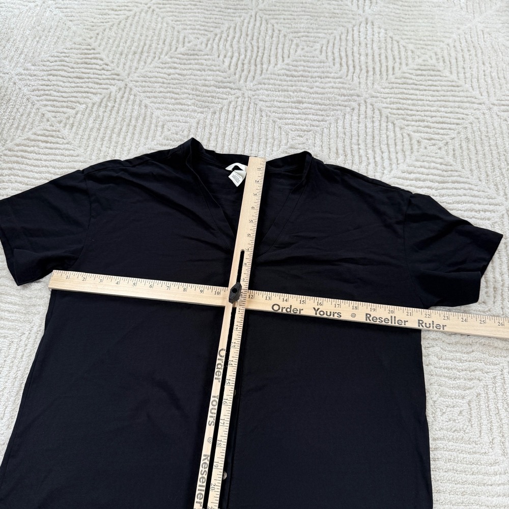 H&M Button Dress Women's Small Black Midi Minimalist Basics Neutral Normcore - Picture 6 of 11